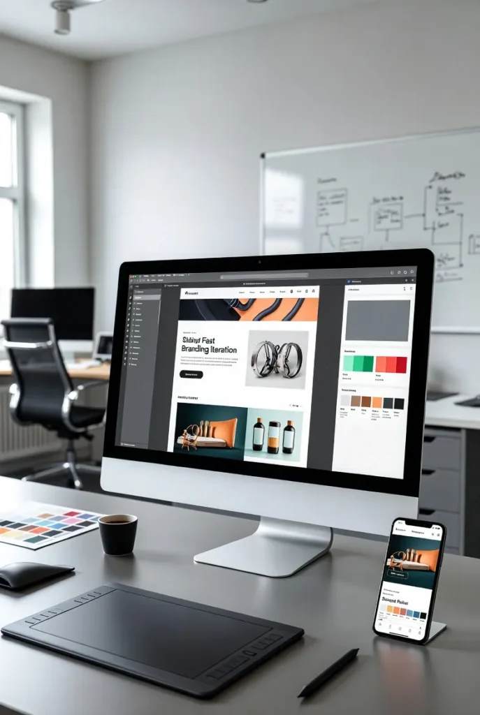 Computer showing fast branding iteration software