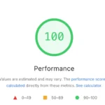 A green circle from Google PageSpeed Insights, showing the number 100
